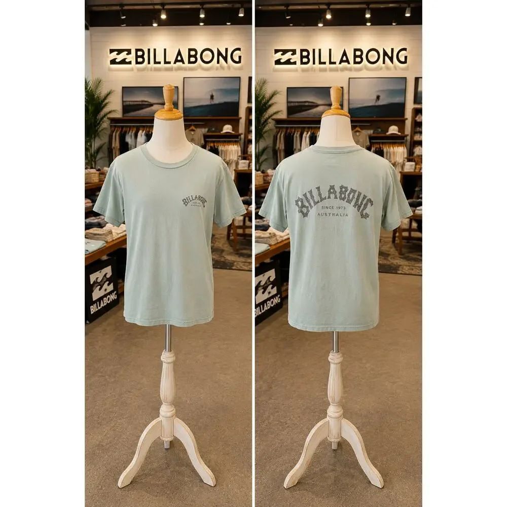 Billabong Australia Tailored Fit Mint Green Surf Tee Men’s Small
